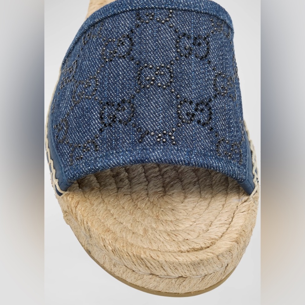 Gucci- Pilar GG denim espadrille sandals - Picture 6 of 8